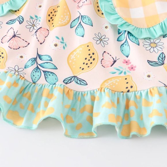 Boutique Lemon Citrus Girls Sleeveless Ruffle Dress - Picture 5 of 6